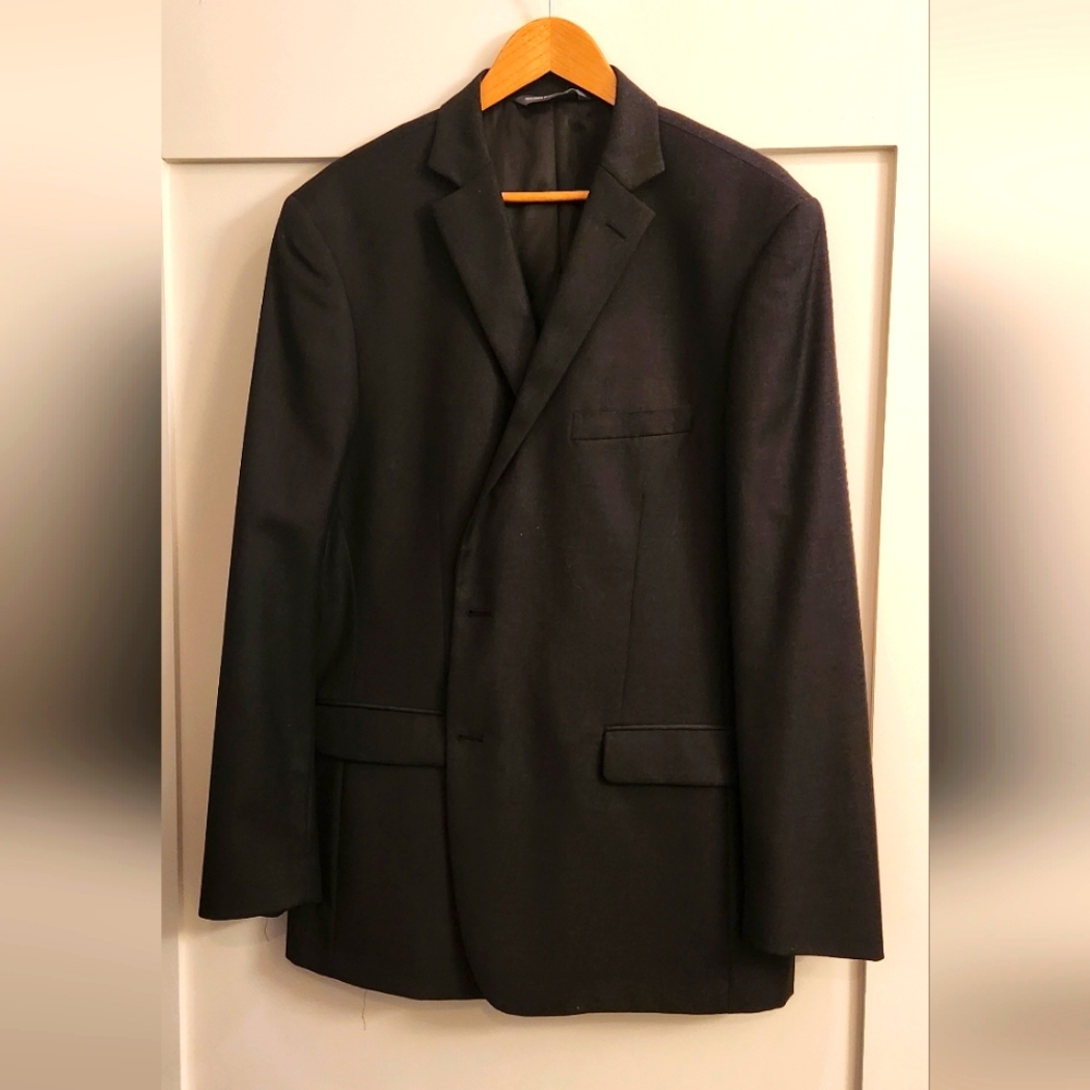 Perry Ellis Portfolio Tailored Fit Men's Black Suit Jacket Blazer 100% Wool 46